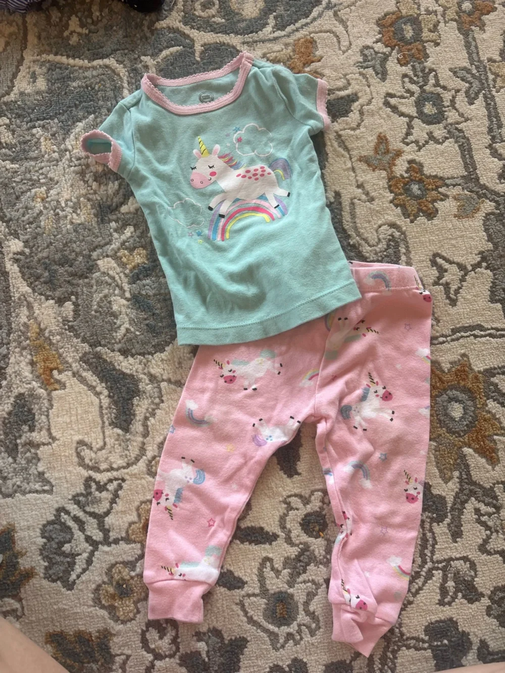 wonder nation Mint Green and Pink Unicorn Pajama Set